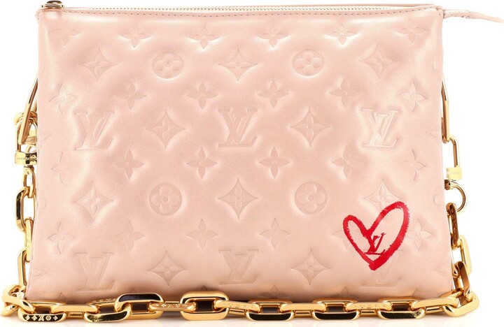 Louis Vuitton Coussin Bag Limited Edition Fall in Love Monogram Embossed Lambskin PM Pink