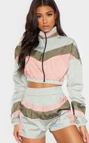 Thumbnail for your product : PrettyLittleThing Khaki Colour Block Cropped Jacket