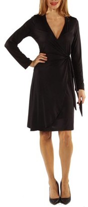 24/7 Comfort Apparel Women's Deep V-neck Long Sleeve Dress