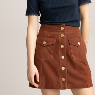 La Redoute Collections Suede Mini Skirt with Press-Stud Fastening