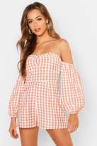 Thumbnail for your product : boohoo Gingham Bardot Bustier Romper