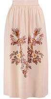 Stella Mccartney Lucy Embroidered Crepe Midi Skirt