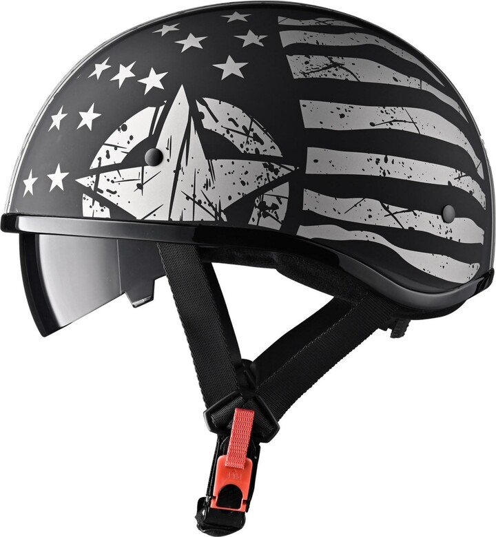 Ahr Half Face Motorcycle Helmet Sun Visor Dot Approved Bike Chopper Cruiser