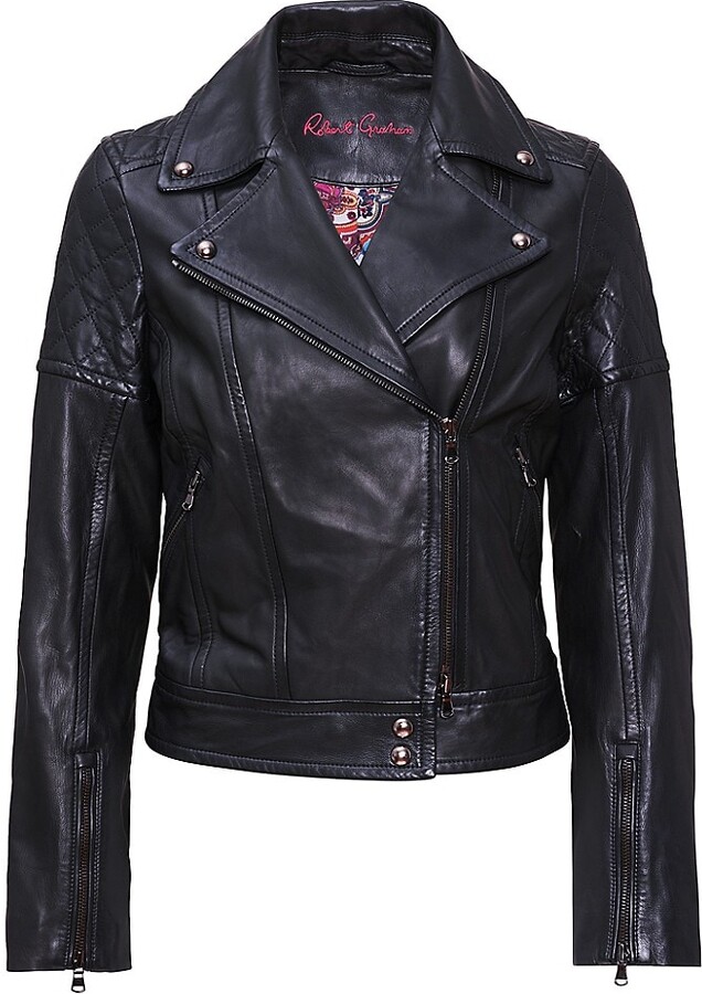 Black Leather Jacket Red Lining | ShopStyle