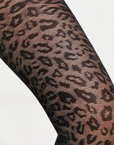 Thumbnail for your product : ASOS DESIGN 30 denier fishnet leopard print tight in black
