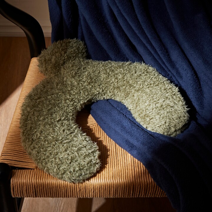 Dunelm Olive Green Teddy Neck Hot Water Bottle, Size 35x28x4cm Green