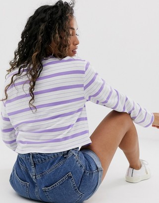ASOS DESIGN Petite crop boxy t-shirt with long sleeve in stripe