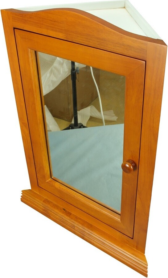 Medicine 27 1/8" x 20 1/8" Golden Oak Corner Bathroom Wall Medicine with