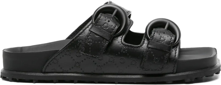 Marine Serre Moonogram-embossed leather slides