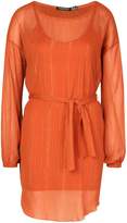 Thumbnail for your product : boohoo Metallic Thread Belted Shift Dress