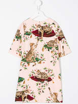 Thumbnail for your product : Dolce & Gabbana Kids floral cat print dress