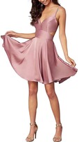 Thumbnail for your product : DELEND Womens Summer Sexy V-Neck Homecoming Dress Satin Spaghetti Straps A-line Evening Party Dresses Wedding Bridesmaid Short Swing Dress-Burgundy_M