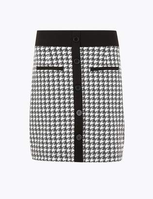 Marks and Spencer Houndstooth Button Detail Pencil Mini Skirt