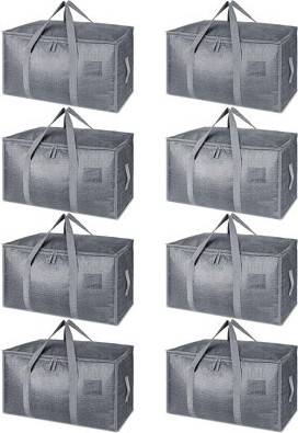 Rebrilliant Oversized Moving Bags With Reinforced Handles Heavy-Duty Storage Tote For Clothes Moving Supplies (Winter Grey/8 Pack)