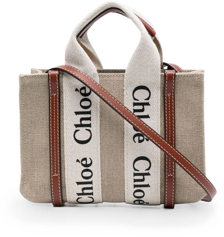 Chloé Large Woody Linen Tote Bag - Neutrals