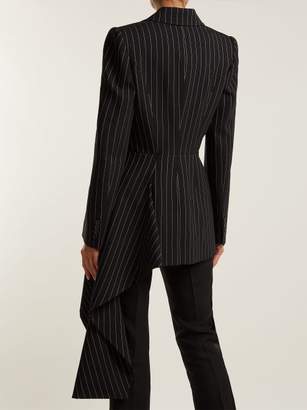 Alexander McQueen Draped Pinstripe Wool Jacket - Womens - Black