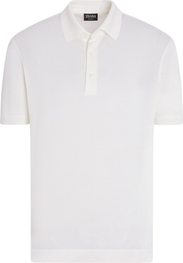Ermenegildo Zegna Short Sleeve Silk Bird's Eye Piqué Polo