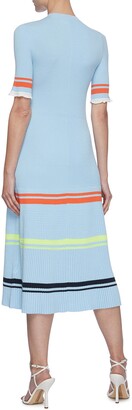 VVB Contrast Double Stripe Rib Knit Midi Skirt
