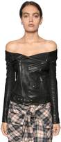 Thumbnail for your product : Faith Connexion Off The Shoulder Leather Biker Jacket