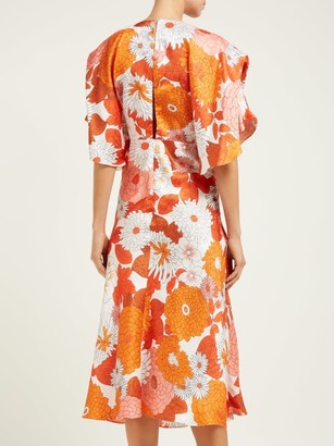 Dodo Bar Or Bernadette Floral-print Silk-jacquard Midi Dress - Orange Multi