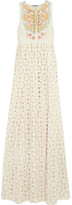 Thumbnail for your product : Moschino Cheap & Chic Moschino Cheap and Chic Embellished silk-paneled lace gown