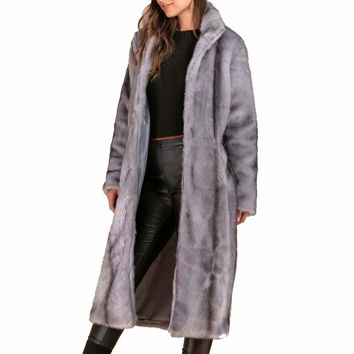 LOPILY Ladies Casual Faux Fur Jacket Women's Trendy Thick Warm Fluffy  Outwear Coat Furry Teddy Bear Jacket Long Teddy Coat(Gray UK: 20/CN:4XL) -  ShopStyle