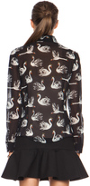 Thumbnail for your product : RED Valentino Swan Silk Button Down in Black