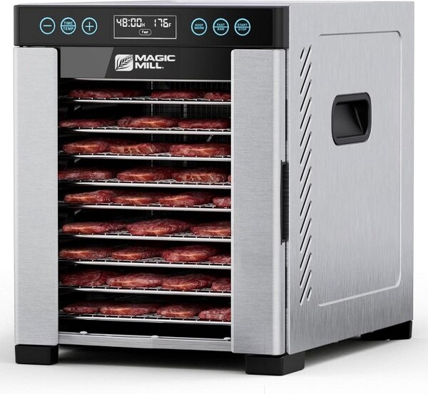 Magic Mill MagicMillProFoodDehydrator10StainlessSteelTraysDigitalTimerKeepWarmFunction