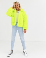 Thumbnail for your product : Brave Soul tallie jacket in neon borg
