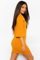 Thumbnail for your product : boohoo Ruffle Sleeve Fitted Waist Shift Dress