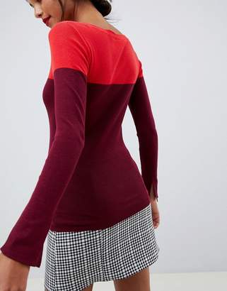 Oasis colourblock jumper in red