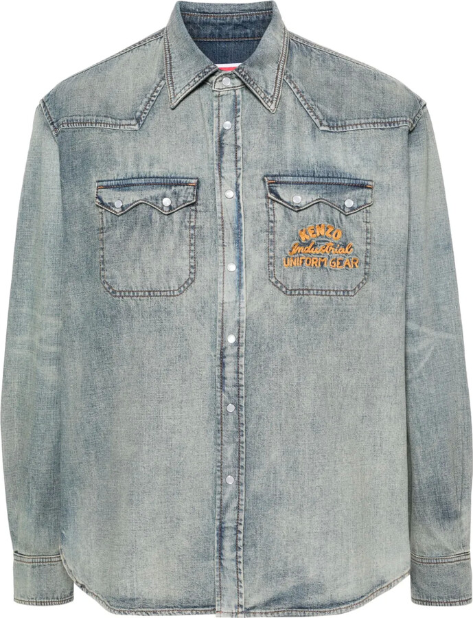 Kenzo Logo-Embroidered Denim Shirt