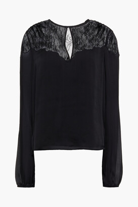 CAMI NYC Fern corded lace-paneled silk-satin top