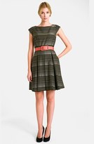 Thumbnail for your product : Tahari Belted Stripe Fit & Flare Dress (Regular & Petite)