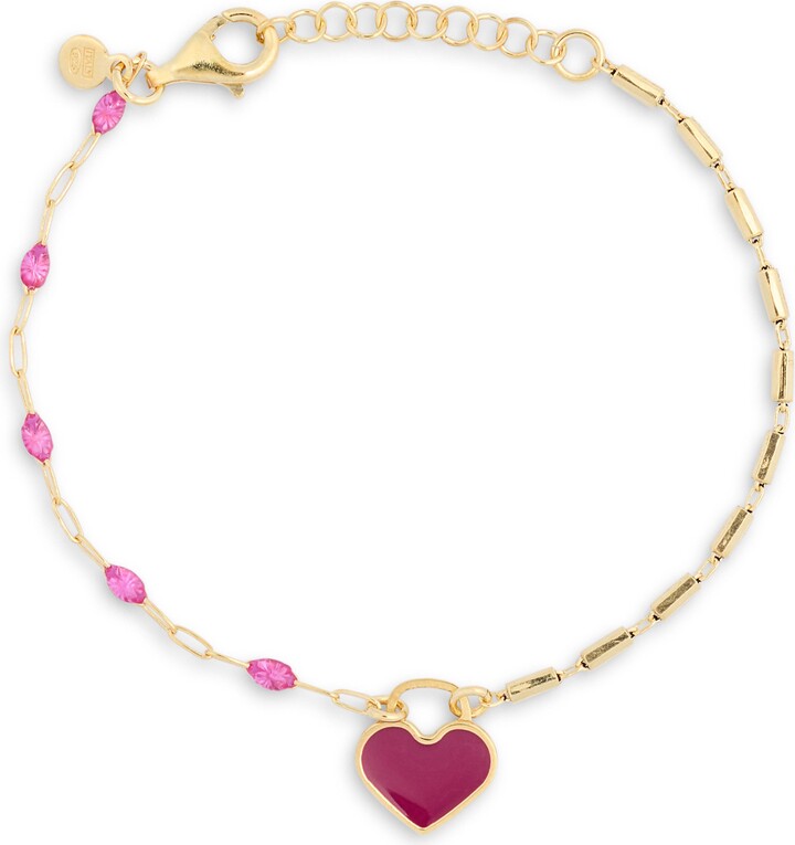 MESHMERISE CZ Enamel Heart Chain Bracelet