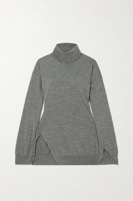 The Row Nomi Cutaway Cashmere Turtleneck Sweater - Gray