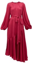 Thumbnail for your product : Aje Aje Balloon-sleeve Hammered-silk Dress - Dark Pink