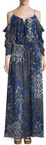 Thumbnail for your product : Nicole Miller 3/4 Sleeve Tarnished Textile Print Maxi Dress, Multi