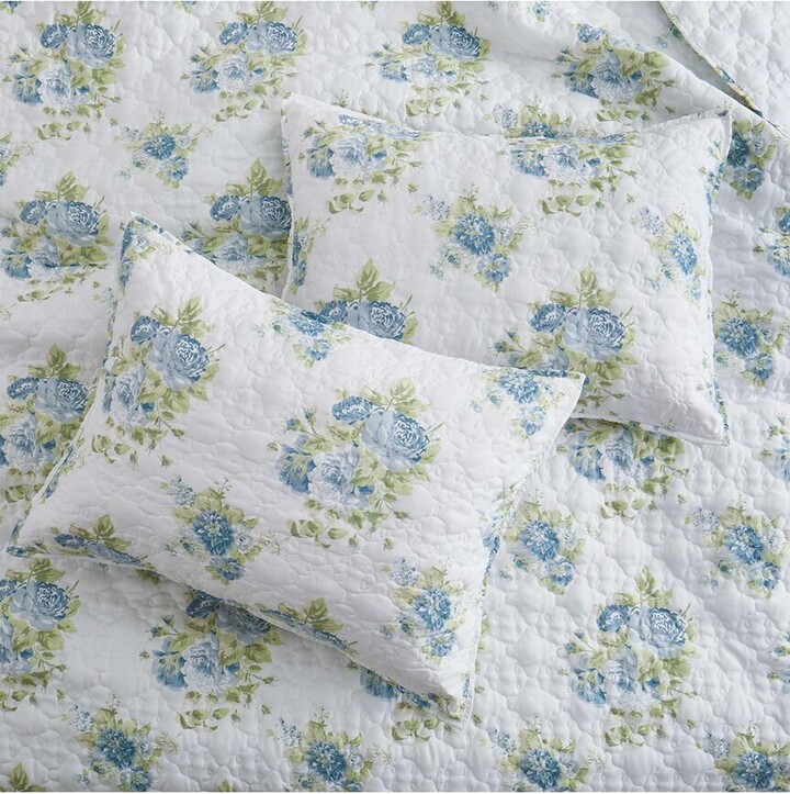 UNIKOME Floral & Geometric Printed Coverlet Set