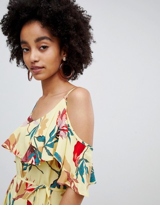 Soaked In Luxury Overlay Maxi Dress In Tropical Print
