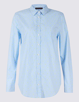 Thumbnail for your product : M&S Collection Pure Cotton Embroidered Spot Striped Shirt
