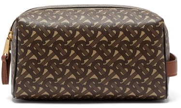 Burberry Tb-monogram Coated-canvas Wash Bag - Brown - ShopStyle