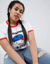 Thumbnail for your product : ASOS Hello Kitty X Curve Ringer T-Shirt With Bonjour Print