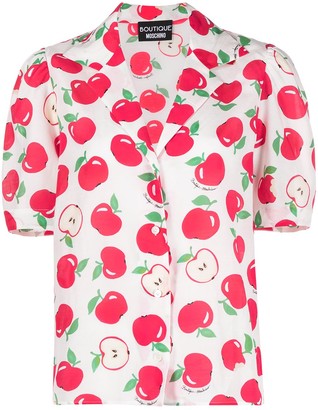 Boutique Moschino Apple Print Silk-Cotton Shirt