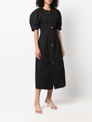 colville Short Puff-Sleeve Midi Dress