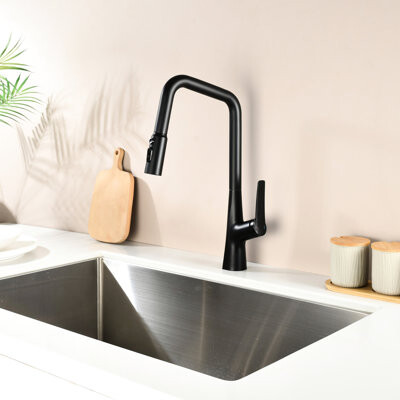 Professional Kitchen Faucet With 360 And One Touch Switching 23.6 In Pull-Out Hose 3 Water Flow Modes For Use Single Hole Deck Mount Heavy-Duty Metal