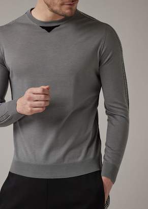 Giorgio Armani Virgin Wool Sweater With Two-Tone Chevron Intarsia