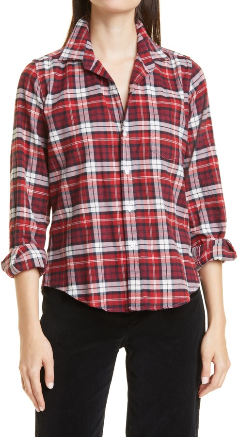red black check shirt womens