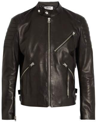Acne Studios Oliver Chevron Leather Jacket - Mens - Black