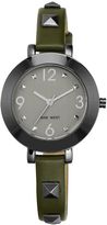 Thumbnail for your product : Nine West Watch, Women's Gunmetal-Tone Studded Dark Green Strap 34mm NW-1499GNOL
